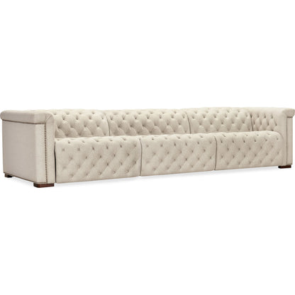 Savion Deux 3 Seat Sofa with Two Power Recliners and Three Power Headrests by Hooker Furniture in dark wood. Made from unique in a traditional style.