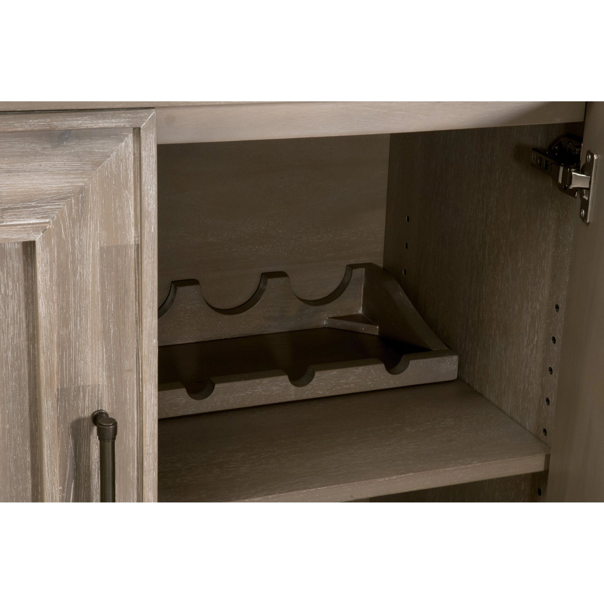 Hunter Media Sideboard by Essentials For Living in natural gray acacia. Made from solid acacia wood, acacia veneer, mdf in a transitional style.