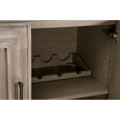 Hunter Media Sideboard by Essentials For Living in natural gray acacia. Made from solid acacia wood, acacia veneer, mdf in a transitional style.