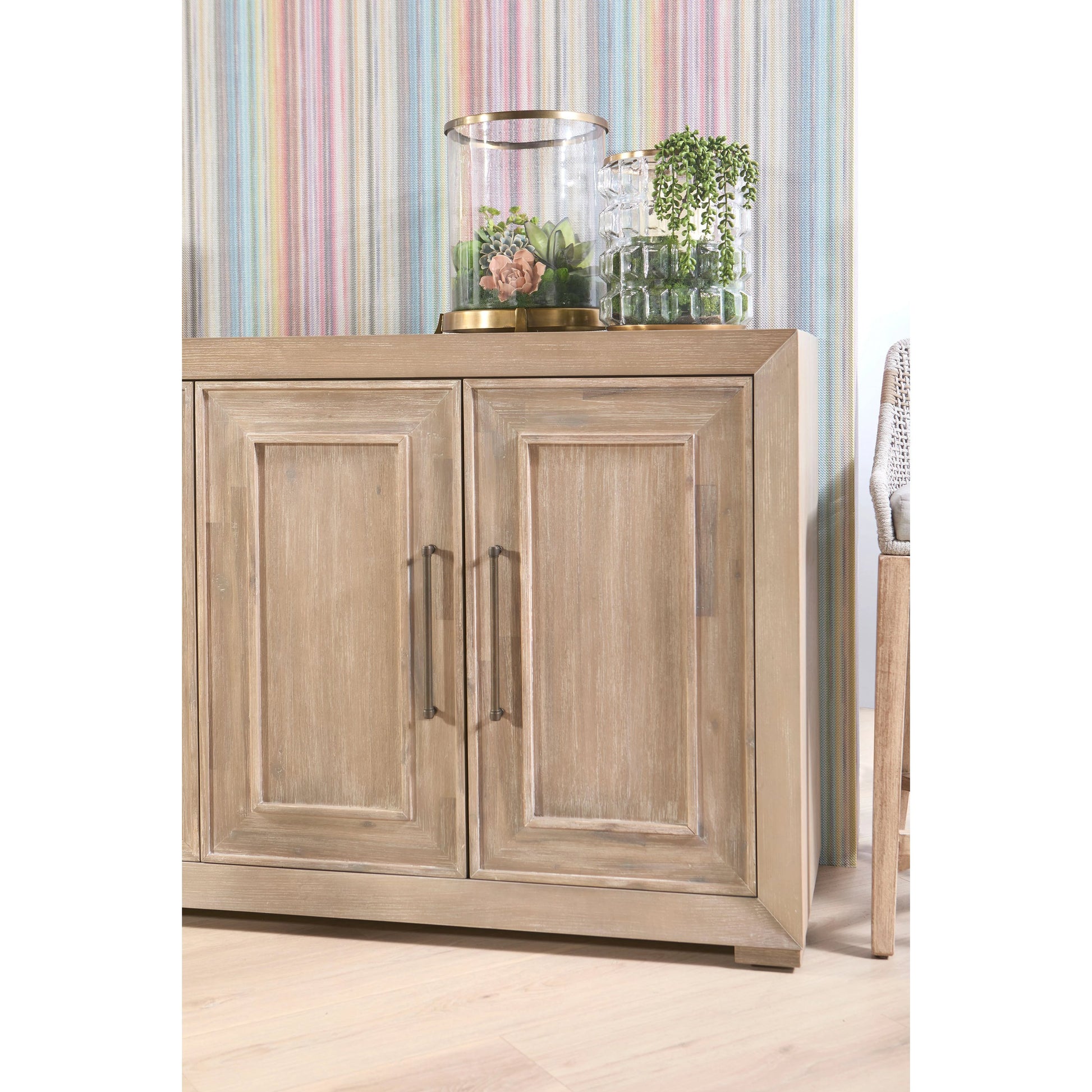 Hunter Media Sideboard by Essentials For Living in natural gray acacia. Made from solid acacia wood, acacia veneer, mdf in a transitional style.