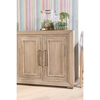 Hunter Media Sideboard by Essentials For Living in natural gray acacia. Made from solid acacia wood, acacia veneer, mdf in a transitional style.