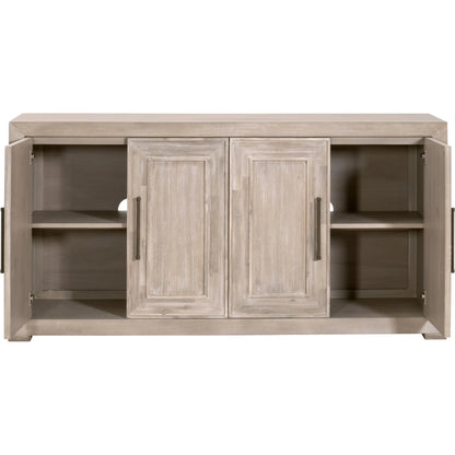 Hunter Media Sideboard by Essentials For Living in natural gray acacia. Made from solid acacia wood, acacia veneer, mdf in a transitional style.