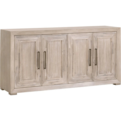 Hunter Media Sideboard by Essentials For Living in natural gray acacia. Made from solid acacia wood, acacia veneer, mdf in a transitional style.