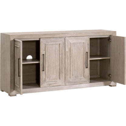 Hunter Media Sideboard by Essentials For Living in natural gray acacia. Made from solid acacia wood, acacia veneer, mdf in a transitional style.