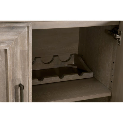 Hunter Media Sideboard by Essentials For Living in natural gray acacia. Made from solid acacia wood, acacia veneer, mdf in a transitional style.