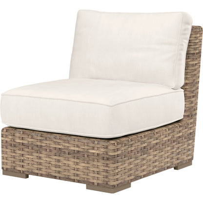 Havana Outdoor Armless Club Chair by Sunset West in tobacco. Made from resin wicker in a modern style.