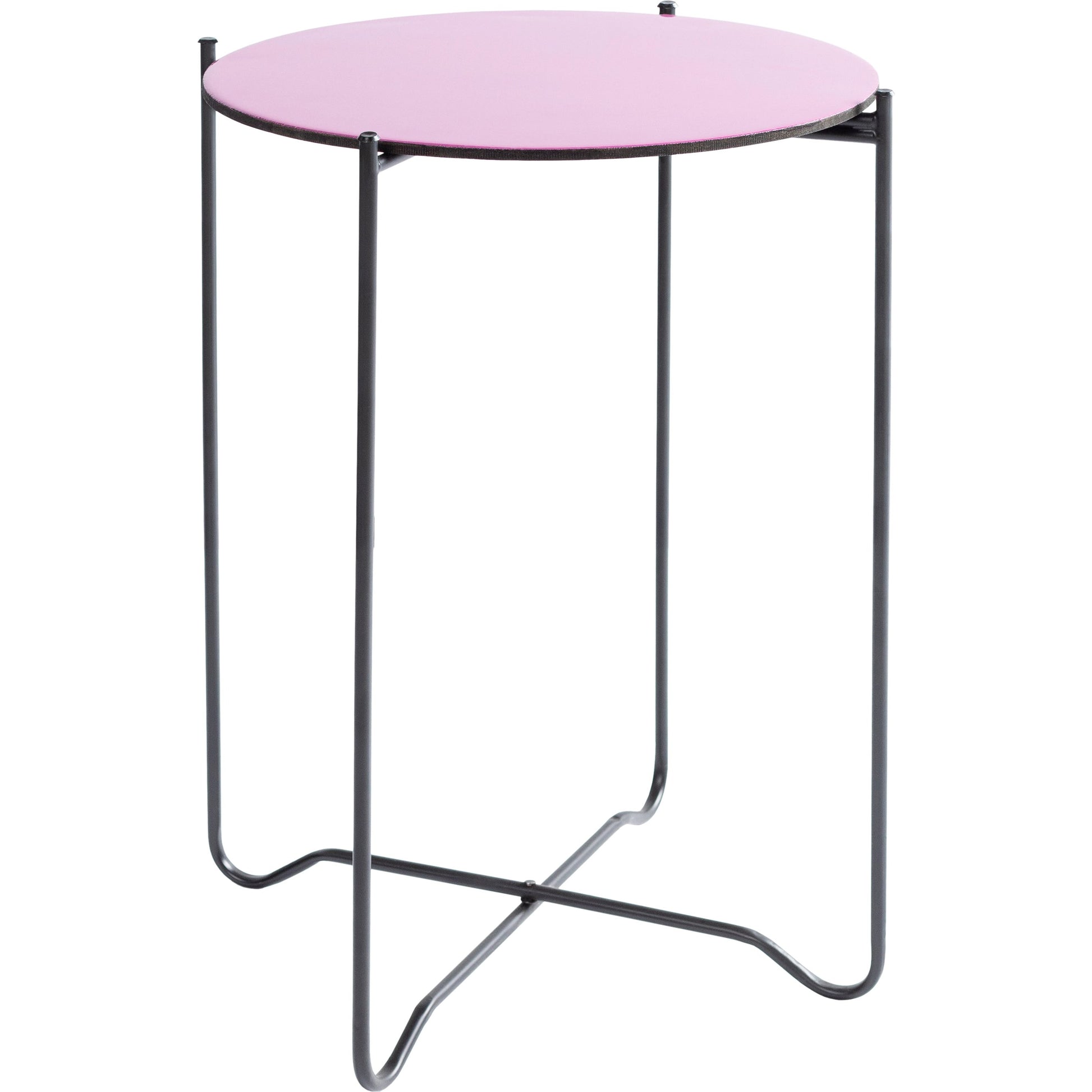Hues - 24179 by Surya in top: pink, base: black and powder coated, glossy. Made from top: manufactured wood, base: metal in a modern style.