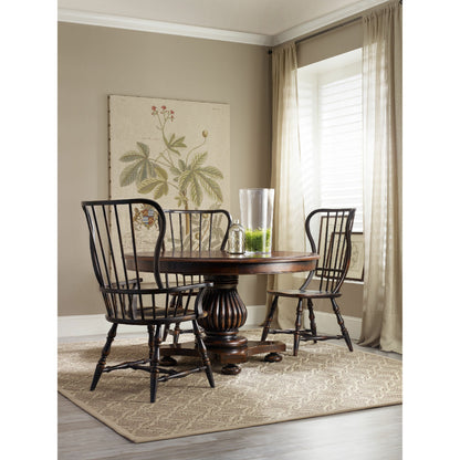 Sanctuary Spindle Arm Chair (Set of 2) by Hooker Furniture in ebony. Made from hardwoods with veneers in a traditional style.