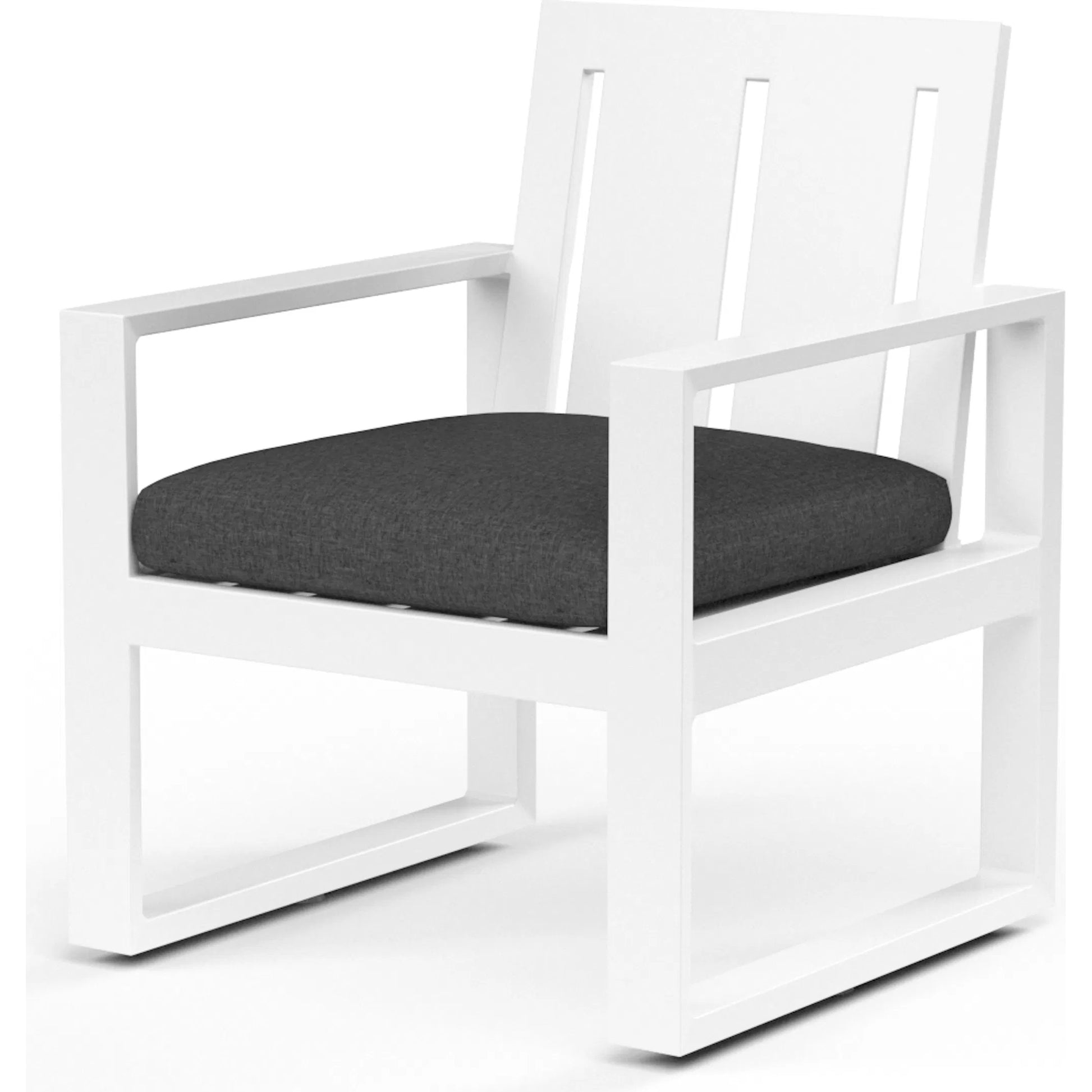 Newport Outdoor Dining Chair by Sunset West in whites/creams/beiges. Made from aluminum in a modern style.