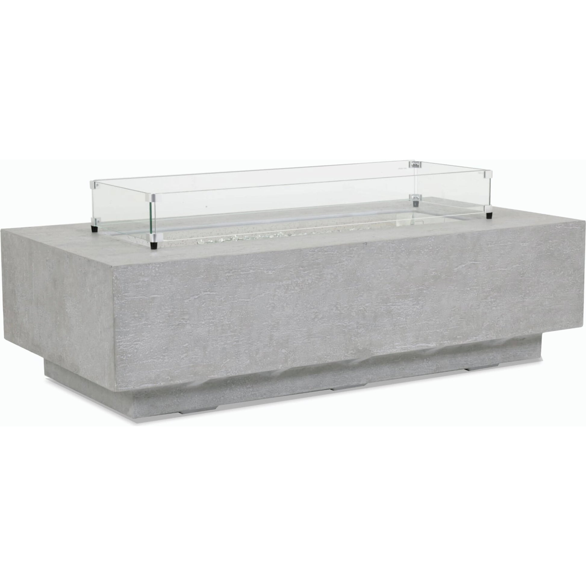 Gravelstone Outdoor Rectangular Fire Table by Sunset West in gravelstone. Made from gfr concrete in a modern style.