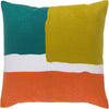 Teal, Gold, Coral, Ivory / Down Feather / 18" x 18"