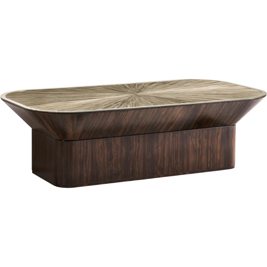 Terra Pedestal Cocktail Table by Jonathan Charles in natural straw. Made from main straw in a unique style.