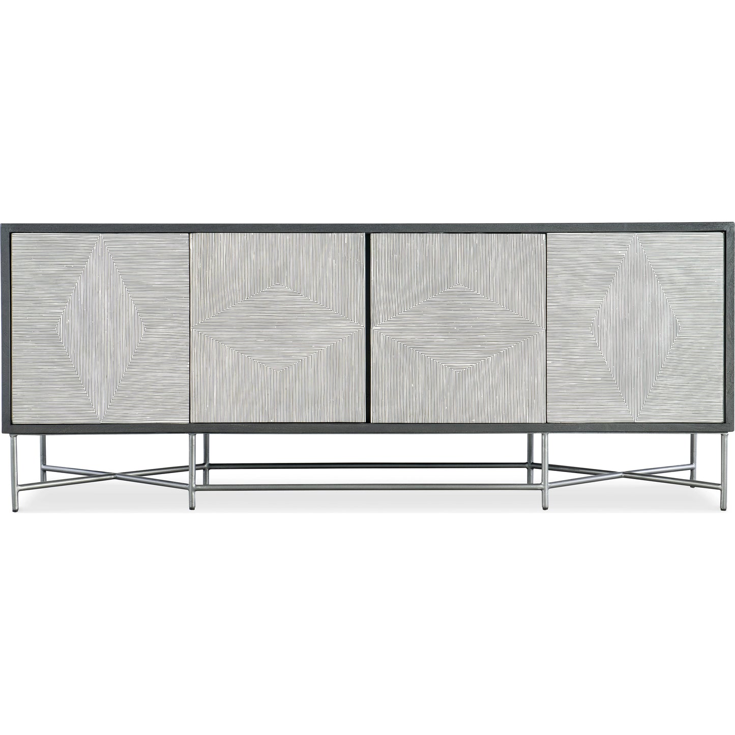 003 SI-2133792 | Additional Silo | Commerce and Market Fine Lines Credenza by Hooker Furniture in black. Made from mango solids, bone, iron in a modern style.