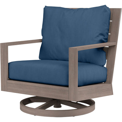 Laguna Outdoor Swivel Chair by Sunset West in browns. Made from aluminum in a modern style.