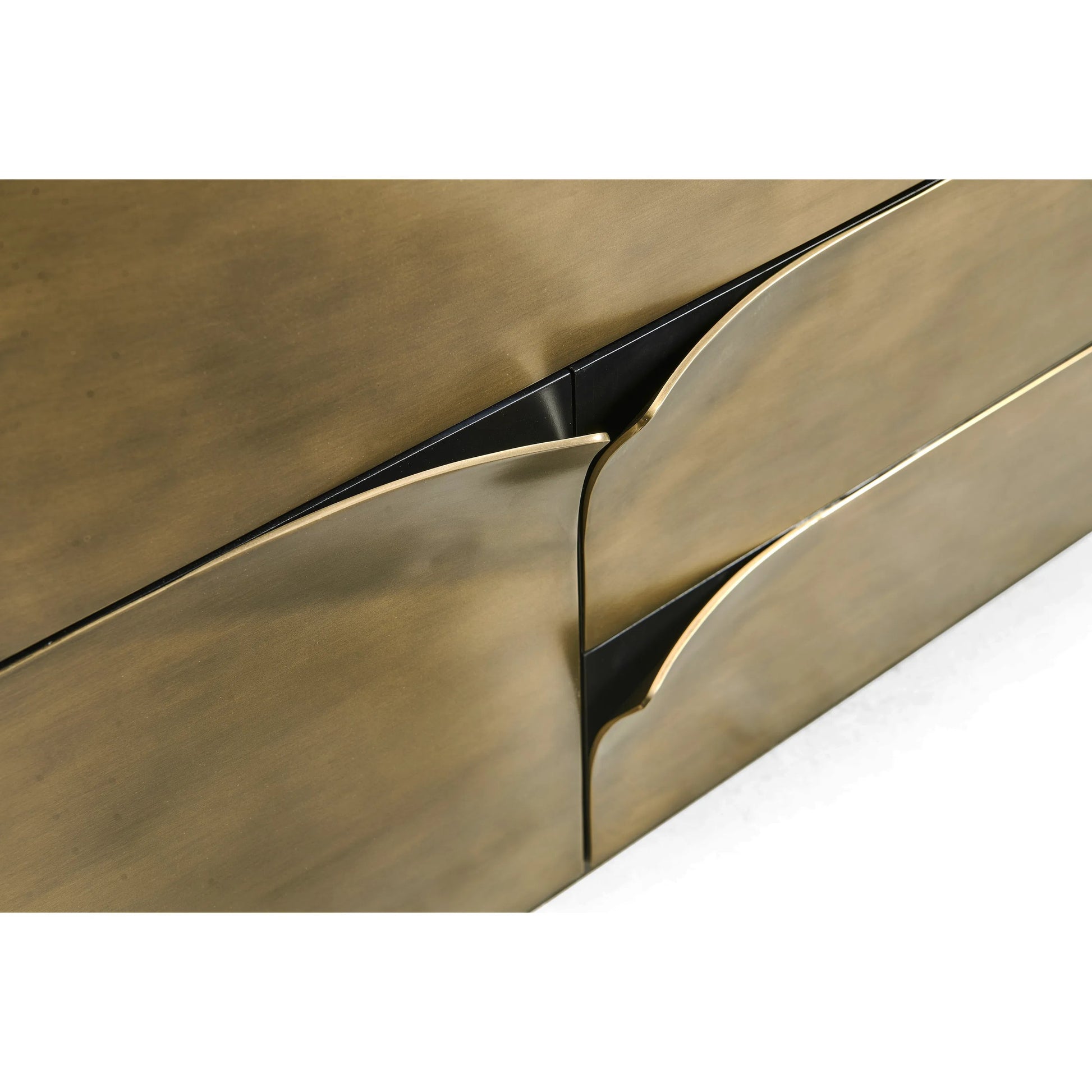 Hammersmith Drawer Chest by Jonathan Charles in gold and satin brass. Made from beech solids, brass in a unique style.