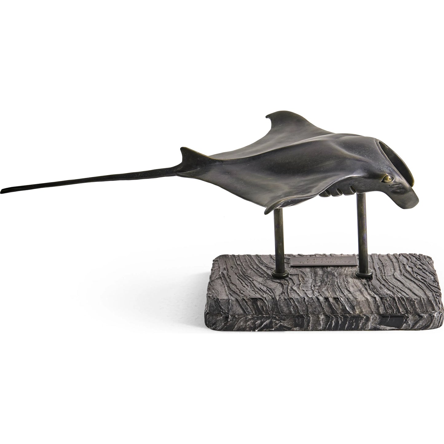 002 SI-2535728 | Additional Silo | Manta Ray Bronze Statue with Marble Base by Jonathan Charles in dark rustic waxed bronze. Made from main brass in a unique style.