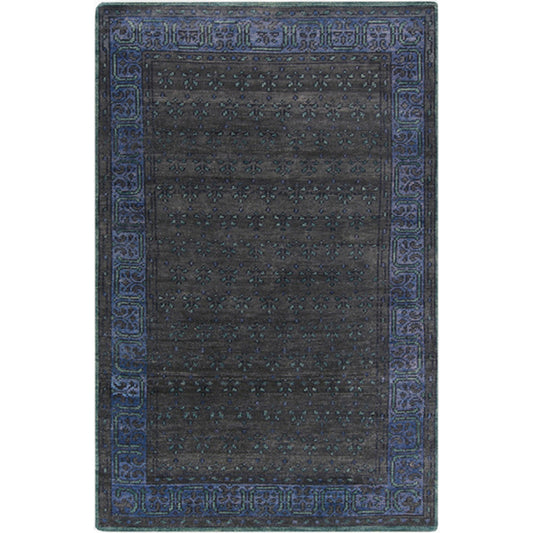 Haven Rug - 933 by Surya in black, ink blue, dark blue, deep teal. Made from 100% wool in a unique style.