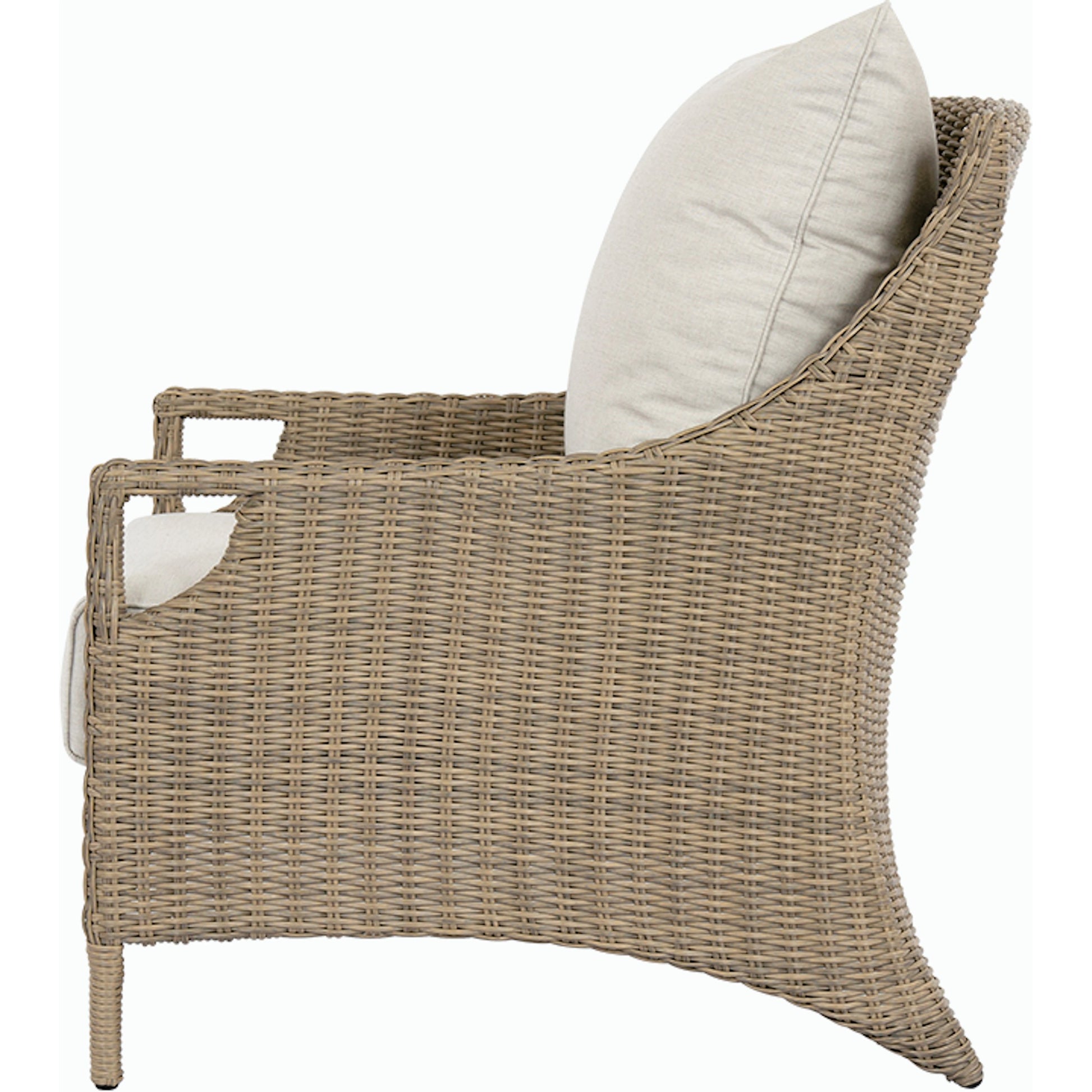 Ibiza Outdoor Club Chair by Sunset West in carbon. Made from resin wicker in a modern style.