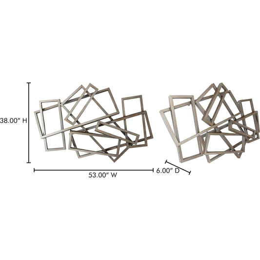 Metal Wall Decor by Moe's Home Collection in silver. Made from iron in a modern style.