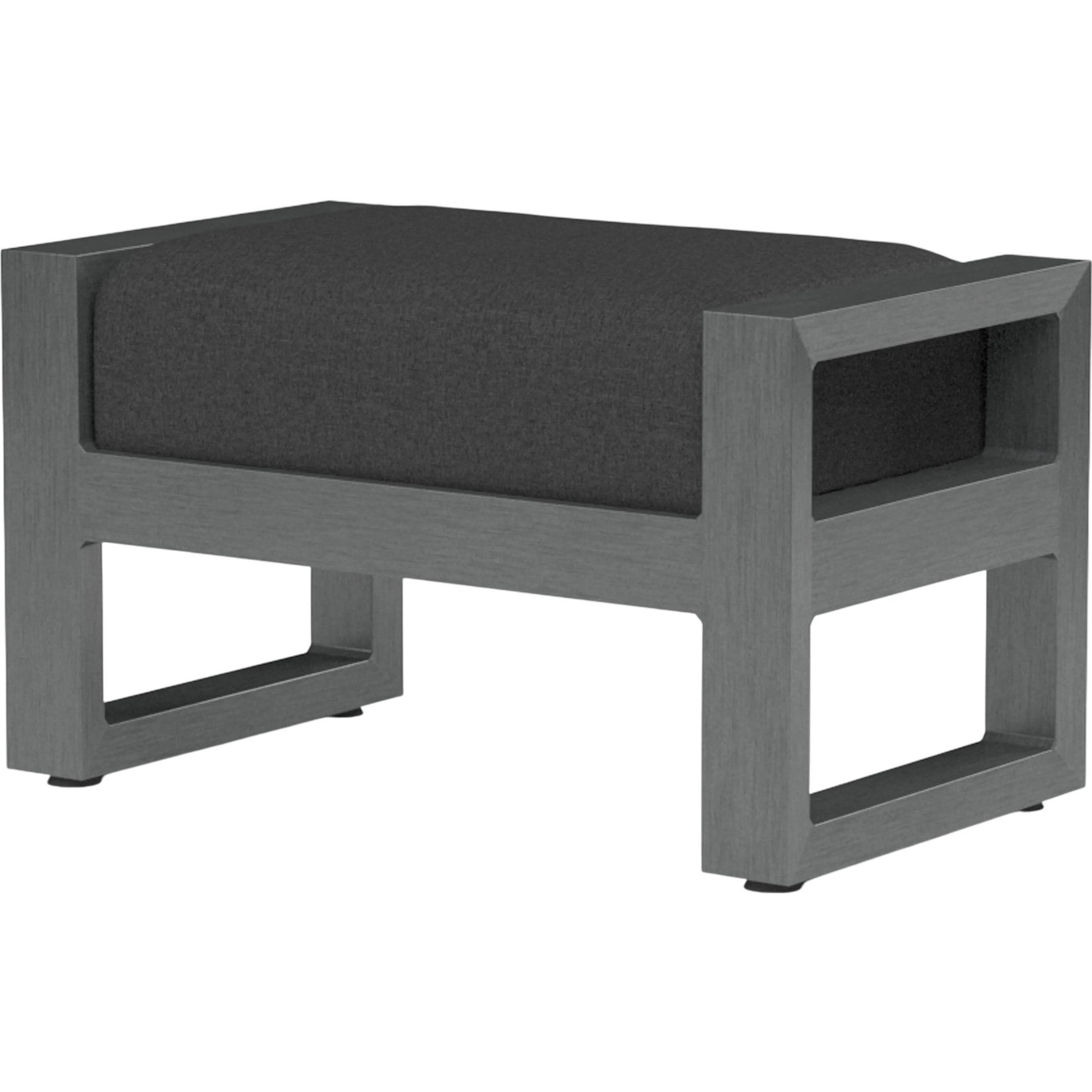 Redondo Outdoor Ottoman by Sunset West in grays. Made from aluminum in a modern style.