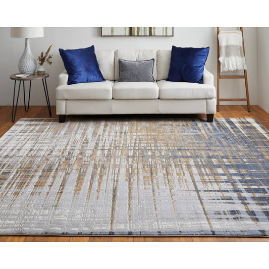 Clio Rug - 39K4F by Feizy in blue, orange, gray. Made from polypropylene, polyester in a unique style.