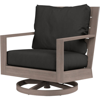 Laguna Outdoor Swivel Chair by Sunset West in browns. Made from aluminum in a modern style.