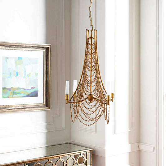 Hawes Ceiling Light - 25826 by Surya in translucent, gold, brown and frosted powder coated. Made from metal, wood, glass in a modern style.