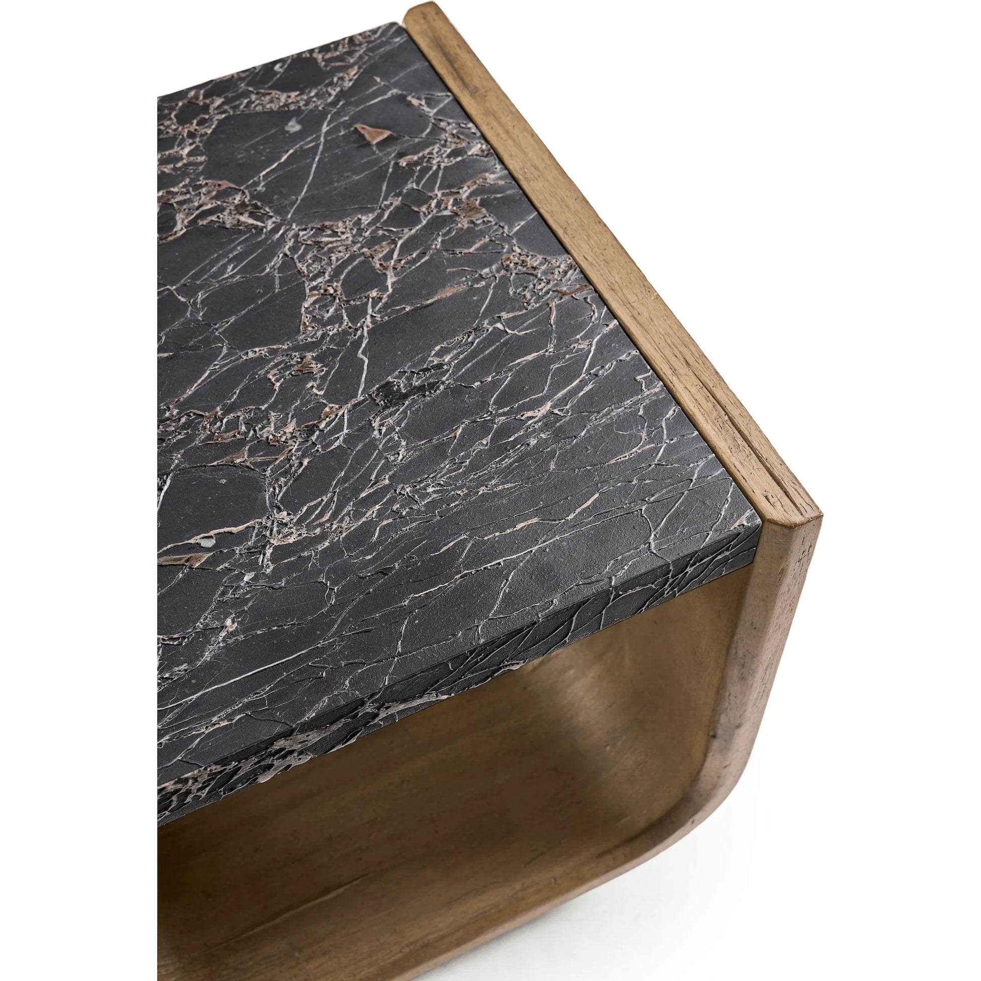 Stone Ridge Marble Side Table by Jonathan Charles in tully light acacia. Made from acacia veneer in a modern style.