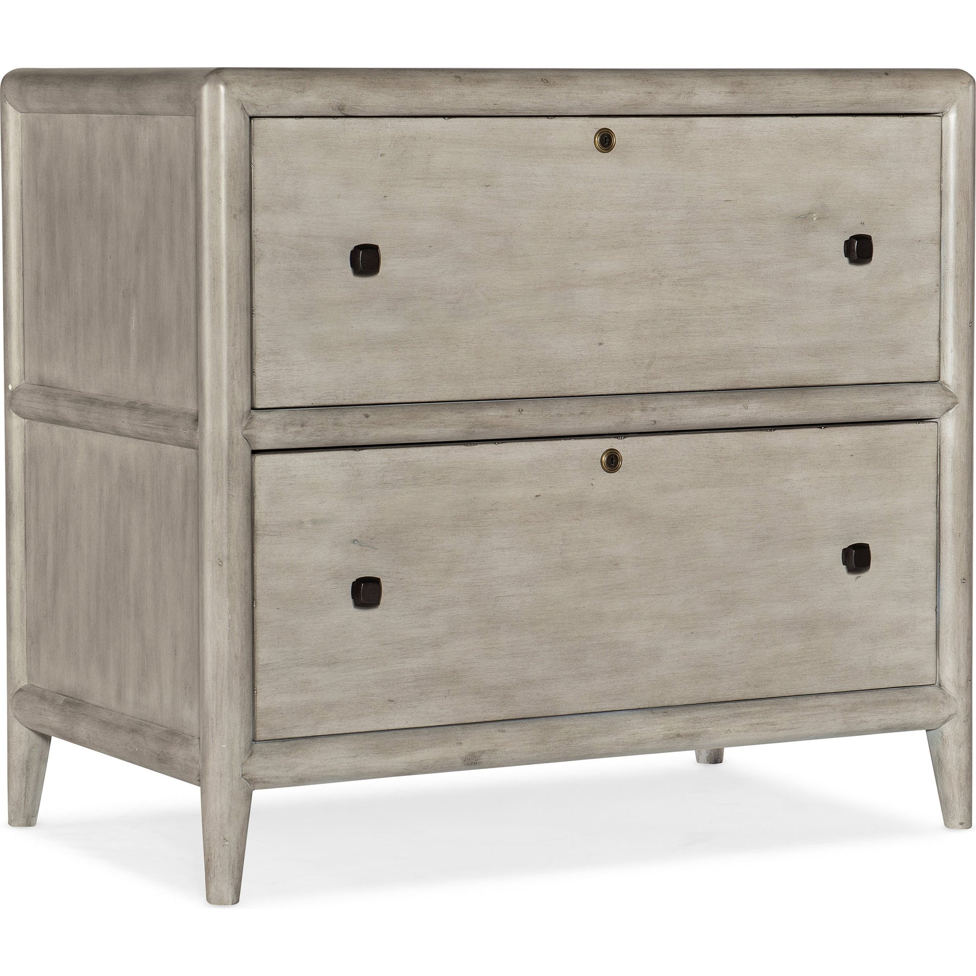 Burnham Lateral File Cabinet by Hooker Furniture in grey mink. Made from alder veneers with knots in a modern style.