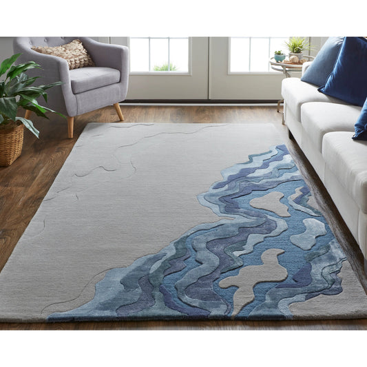 Serrano Transitional Rug - 8856F by Feizy in gray, taupe, blue. Made from unique in a unique style.