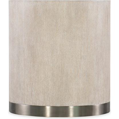 Modern Mood Round End Table by Hooker Furniture. Made from oak veneers, metal in a modern style.