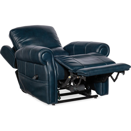Eisley Power Recliner by Hooker Furniture in sorrento night seas. Made from leather in a traditional style.