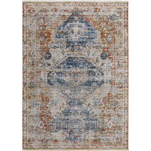 Kaia Transitional Rug - 39HWF by Feizy in ivory, orange, blue. Made from 73% polypropylene, 15% viscose, 12% polyester in a unique style.