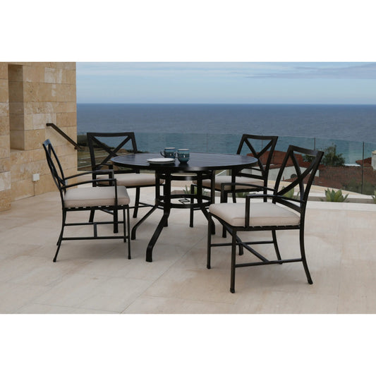 La Outdoor Jolla Dining Chair by Sunset West in espresso. Made from aluminum in a modern style.