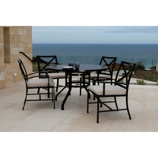 La Outdoor Jolla 48" Round Dining Table by Sunset West in espresso. Made from aluminum in a modern style.