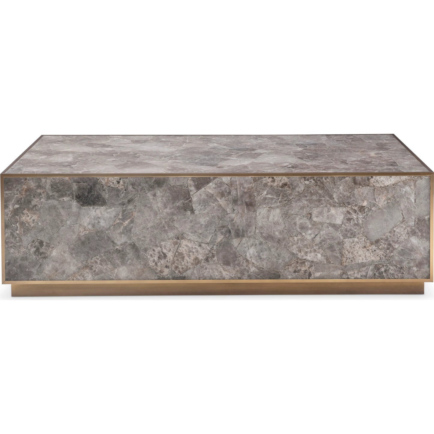 000 SI-2513388 | Additional Silo | Tildon Cocktail Table by Bernhardt in smokey quartz, aged brass. Made from stone, metal in a modern style.