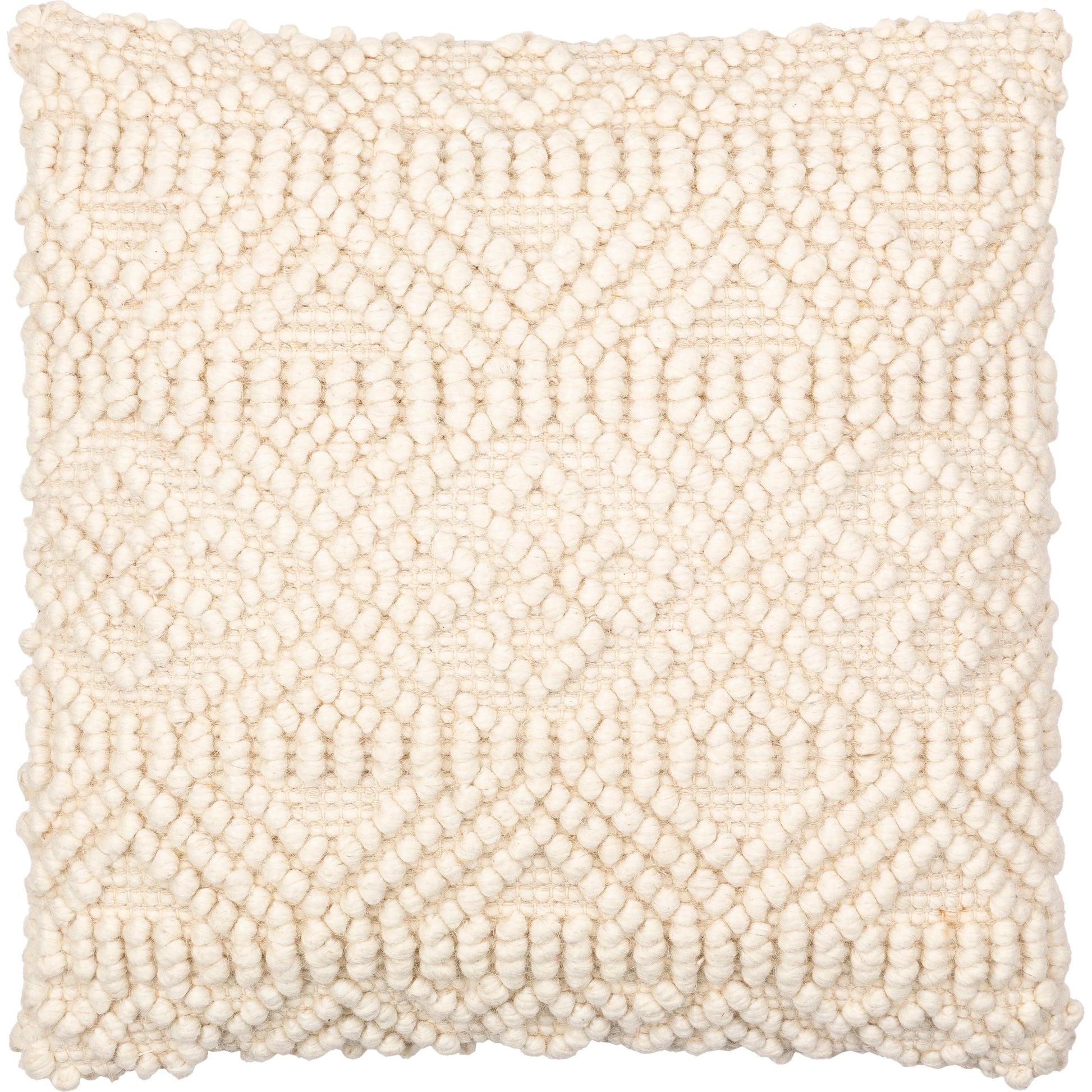 Hygge Pillow - 11322 by Livabliss in cream. Made from 40% cotton, 30% polyester, 30% wool, 100% cotton in a eclectic & global style.