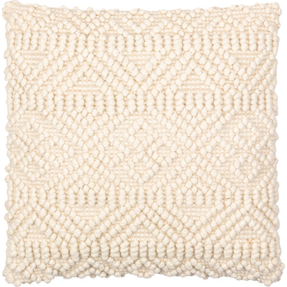 Hygge Pillow - 11322 by Livabliss in cream. Made from 40% cotton, 30% polyester, 30% wool, 100% cotton in a eclectic & global style.