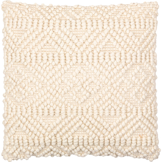 Hygge Pillow - 11322 by Livabliss in cream. Made from 40% cotton, 30% polyester, 30% wool, 100% cotton in a eclectic & global style.