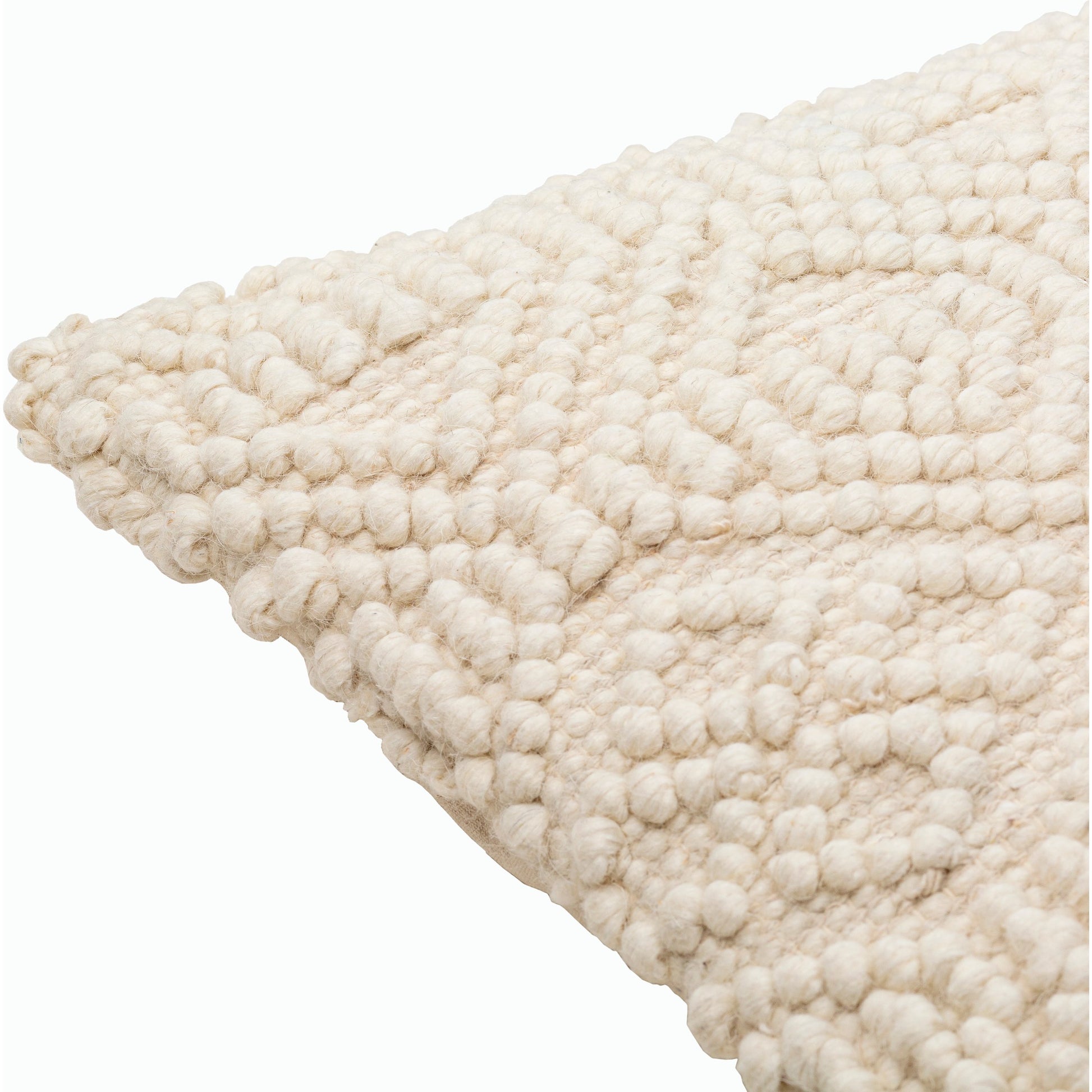 Hygge Pillow - 11322 by Livabliss in cream. Made from 40% cotton, 30% polyester, 30% wool, 100% cotton in a eclectic & global style.