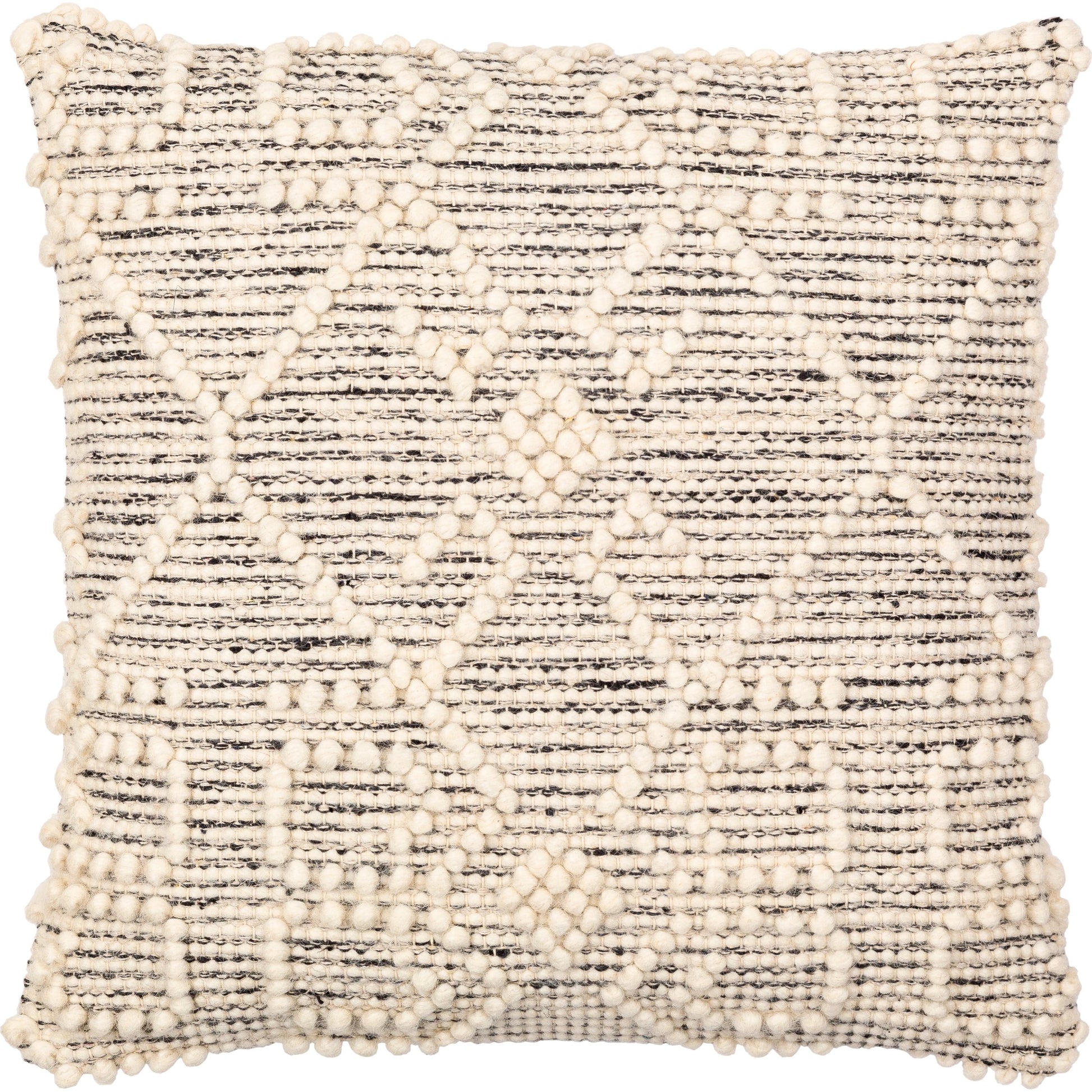 Hygge Pillow - 25994 by Livabliss in black, cream. Made from 40% cotton, 30% polyester, 30% wool, 100% cotton in a eclectic & global style.