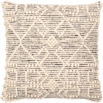 Hygge Pillow - 25994 by Livabliss in black, cream. Made from 40% cotton, 30% polyester, 30% wool, 100% cotton in a eclectic & global style.