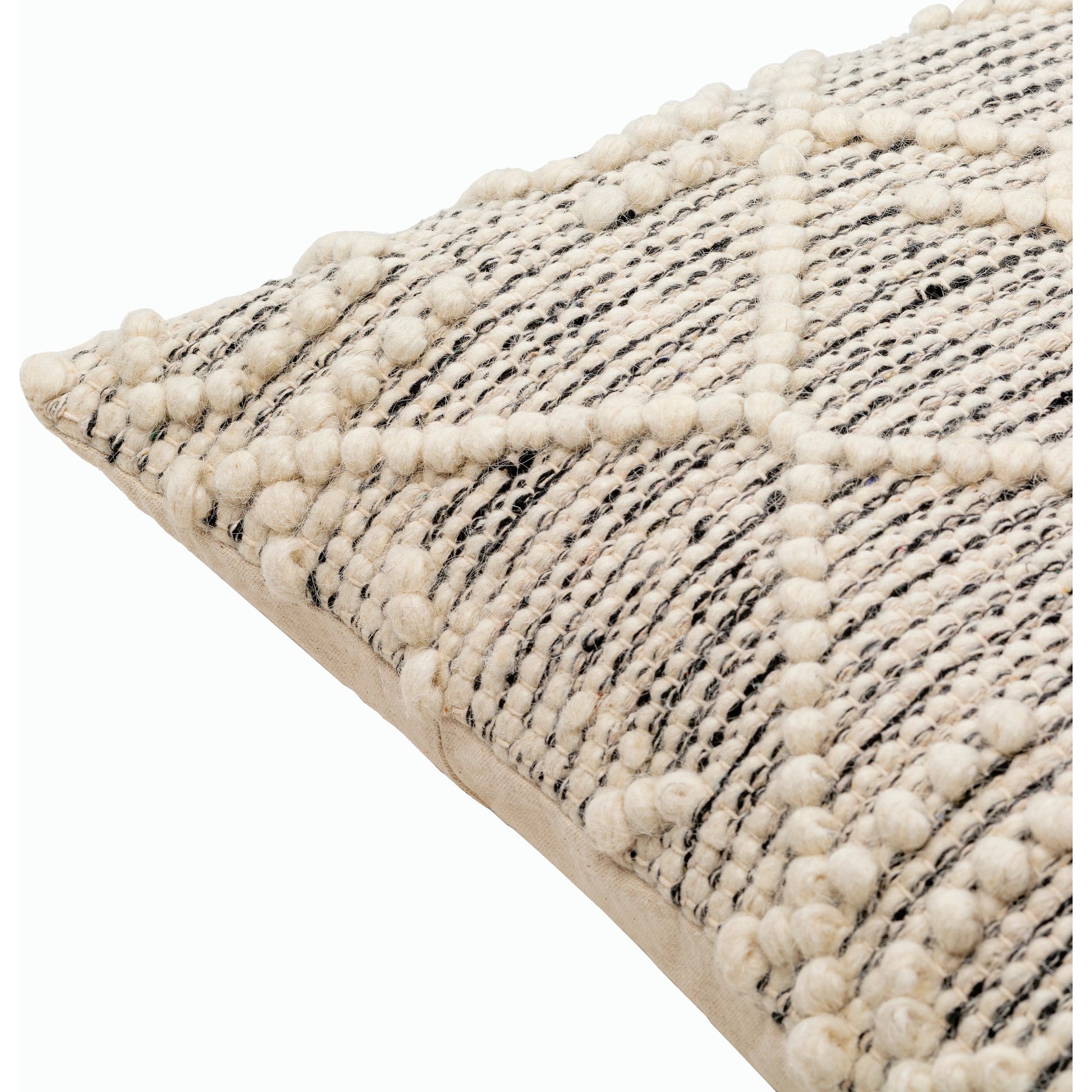 Hygge Pillow - 25994 by Livabliss in black, cream. Made from 40% cotton, 30% polyester, 30% wool, 100% cotton in a eclectic & global style.