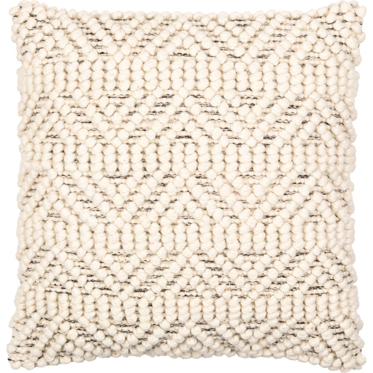Sarah Pillow - 30820 by Livabliss in cream, black. Made from 40% cotton, 30% polyester, 30% wool, 100% cotton in a eclectic & global style.