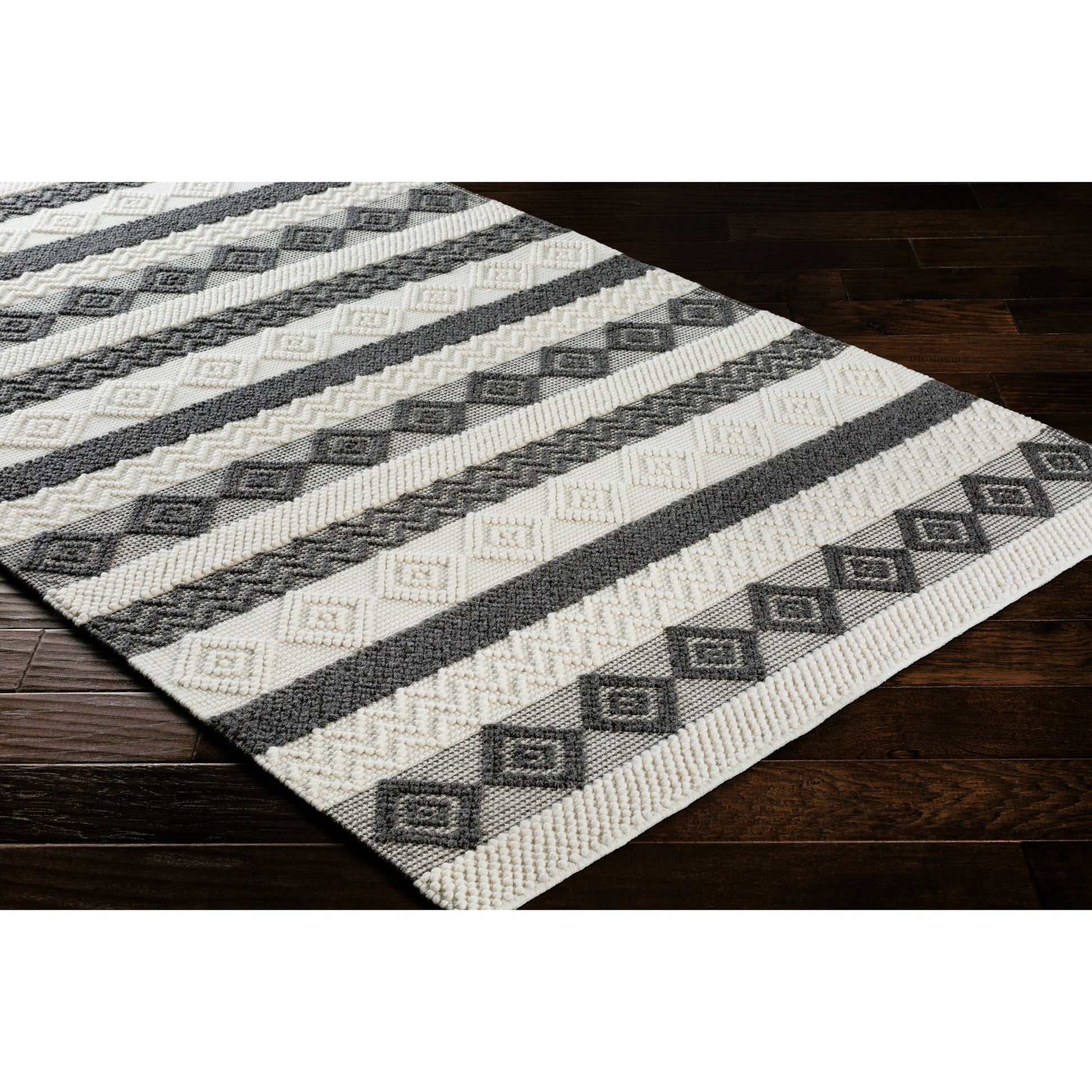 Hygge HYG-2301 Rug by Surya in black, white. Made from 100% wool in a unique style.