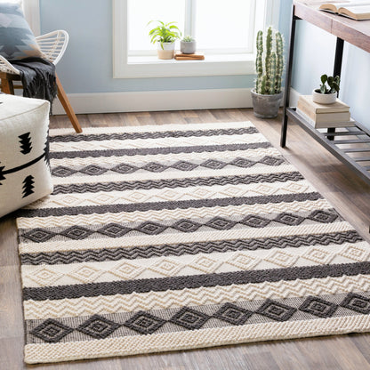 Hygge HYG-2301 Rug by Surya in black, white. Made from 100% wool in a unique style.