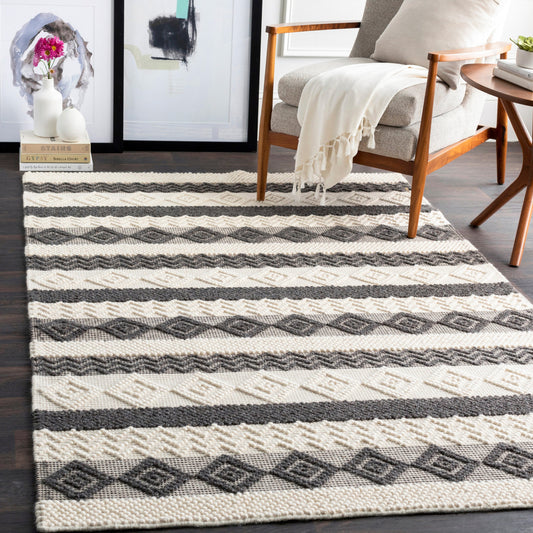 Hygge Rug - 23226 by Surya in charcoal, white. Made from 100% wool in a unique style.