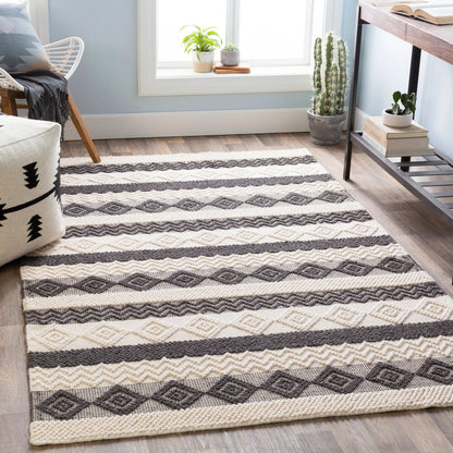 Hygge HYG-2301 Rug by Surya in black, white. Made from 100% wool in a unique style.
