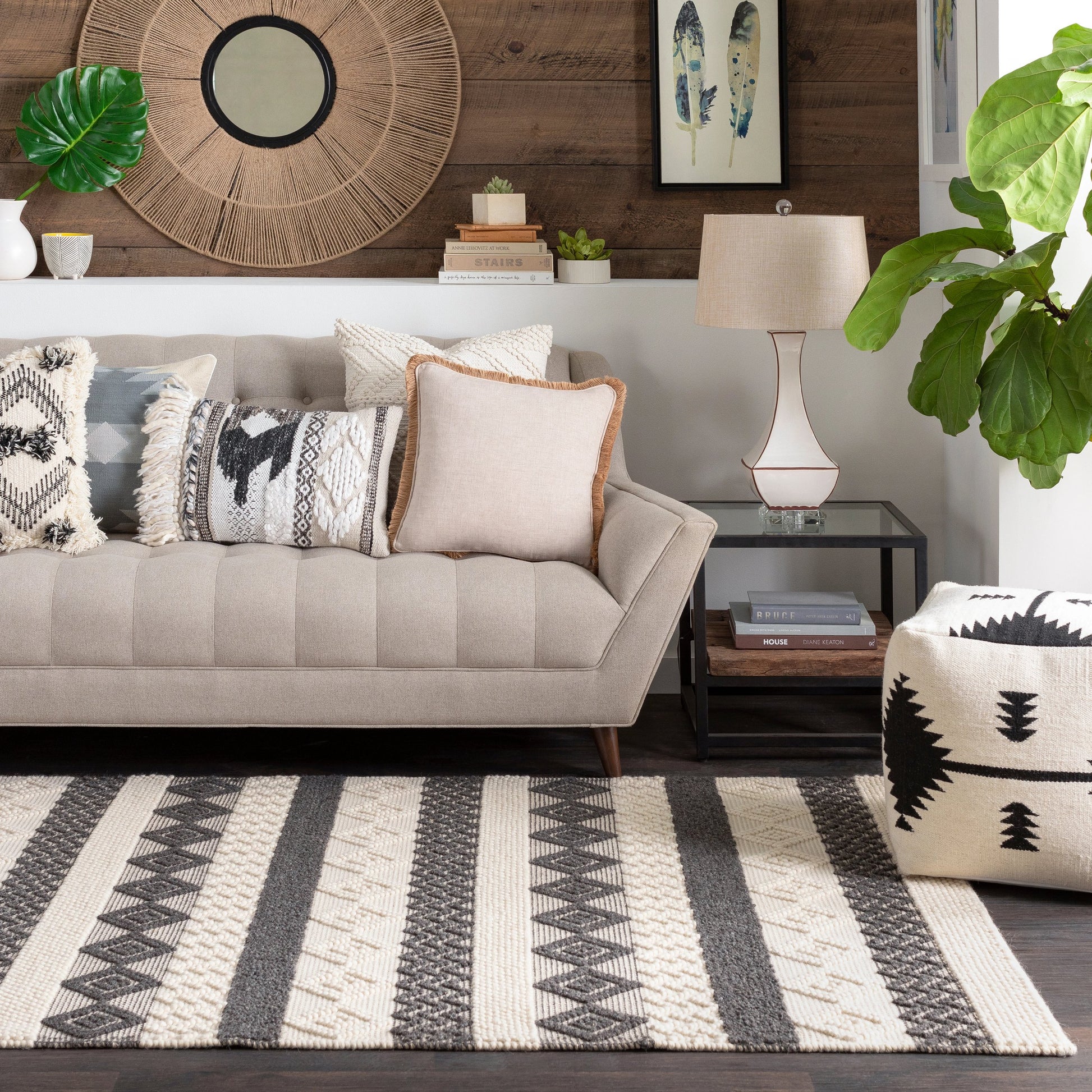 Hygge HYG-2301 Rug by Surya in black, white. Made from 100% wool in a unique style.