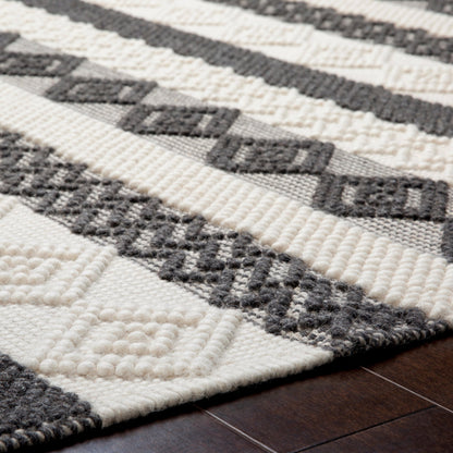 Hygge HYG-2301 Rug by Surya in black, white. Made from 100% wool in a unique style.